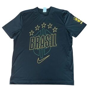 Nike Brasil CBF Soccer Tee Size XL Futbol BLK Sporty 2010s Streetwear Retro